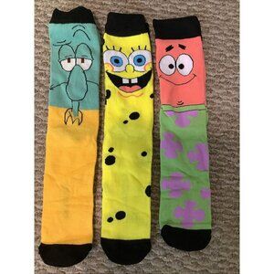SpongeBob SquarePants Patrick 3 Pair Mens Crew Socks Shoe Size 6-12, NEW